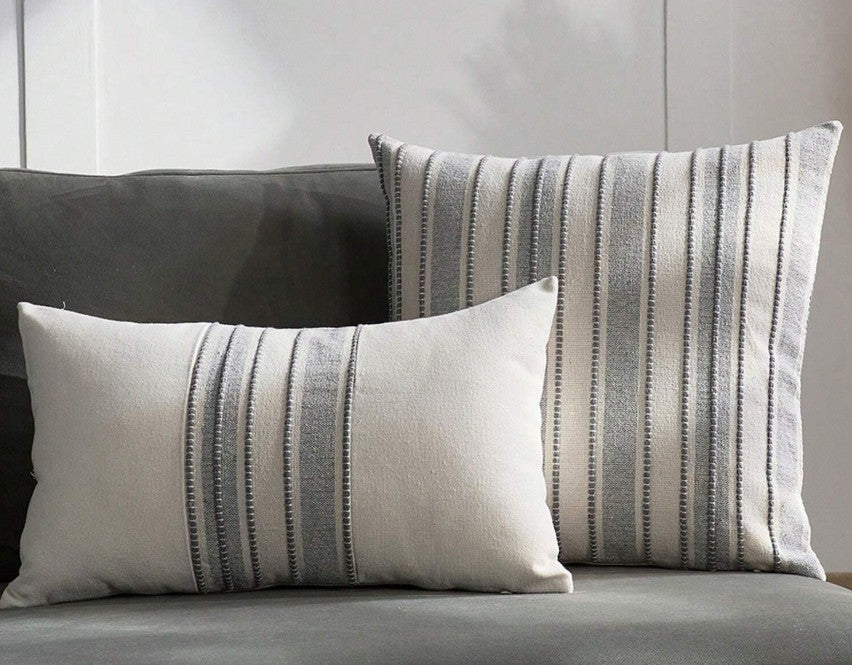 Gray Stripe Lumbar Pillow 12x20