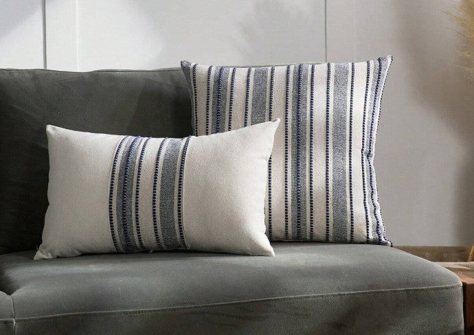 Navy Stripe Lumbar Pillow 12x20