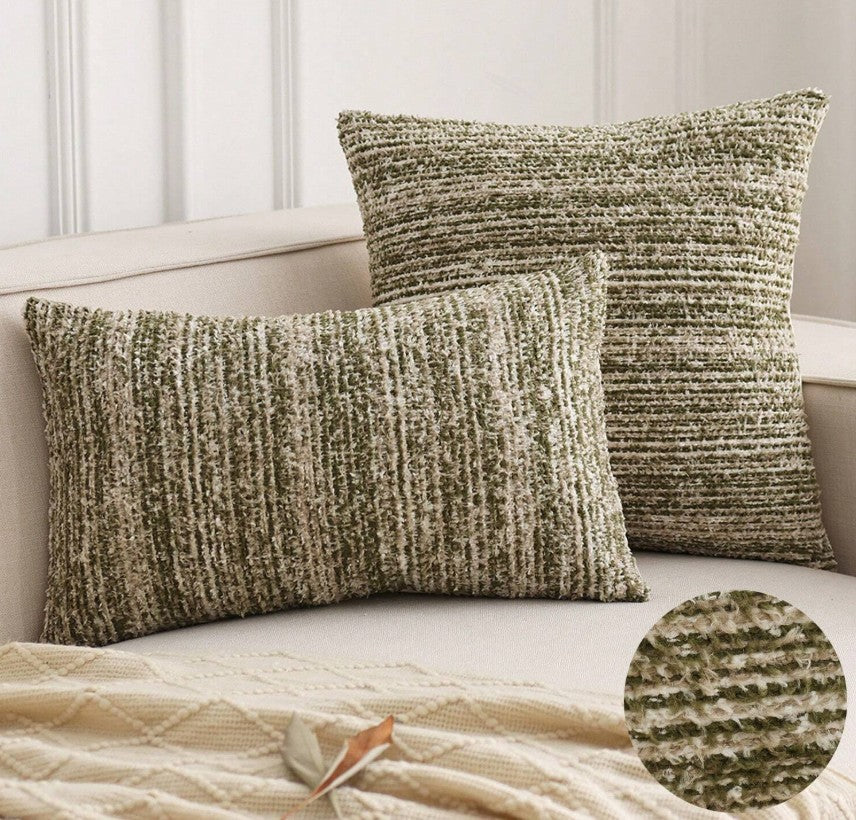 Olive Bouclé Lumbar Pillow 12x20