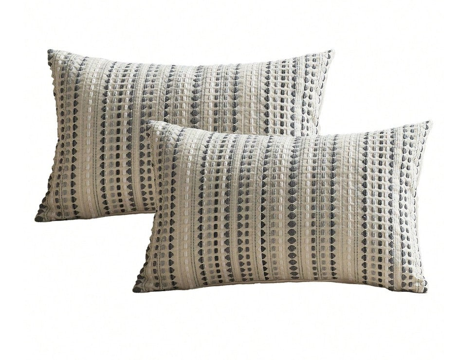 Charcoal Mosaic Lumbar Pillow 12x20