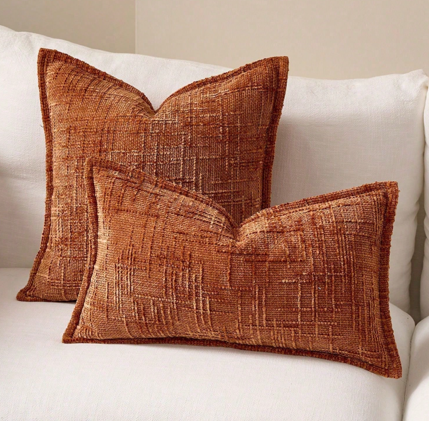 Orange Textured Lumbar Pillow 12x20