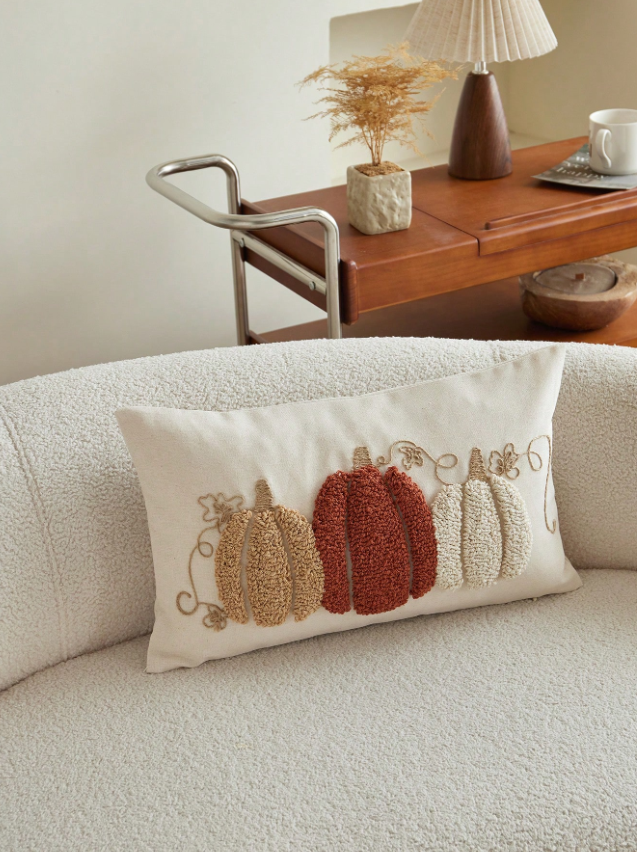 Textured Pumpkin Trio Lumbar Pillow – 12x20