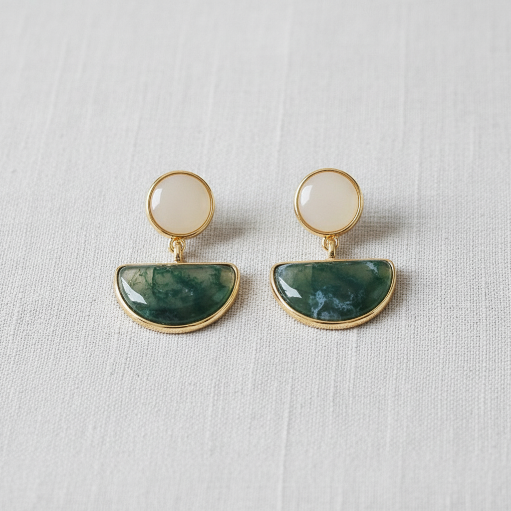 Green Acrylic Geometric Earrings