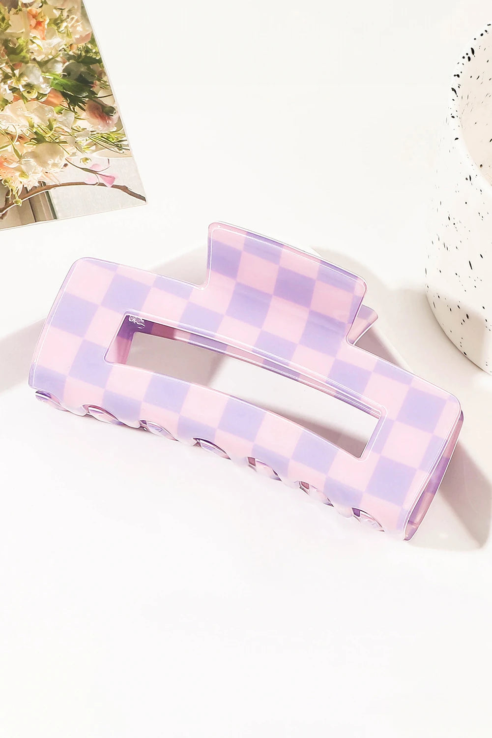 Purple Checkered Hair Clip