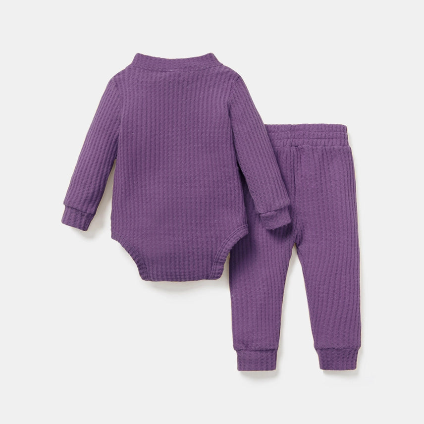 Waffle Knit Long-Sleeve Baby Set