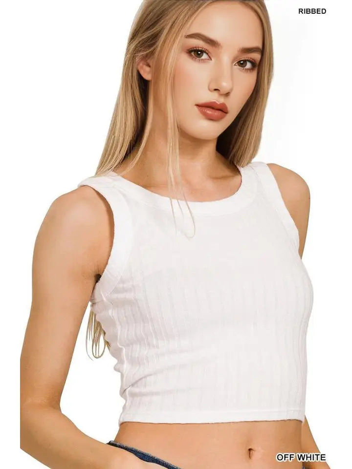 Ribbed Sleeveless Crop Tank Top
