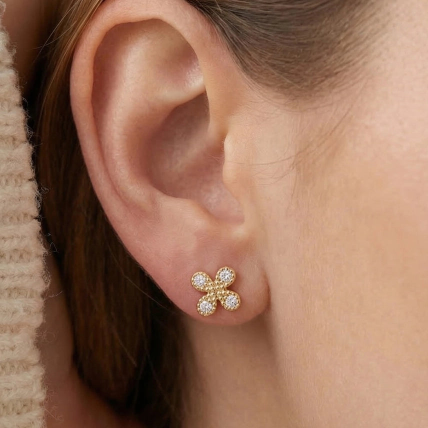 Flower Clover Stud Earrings