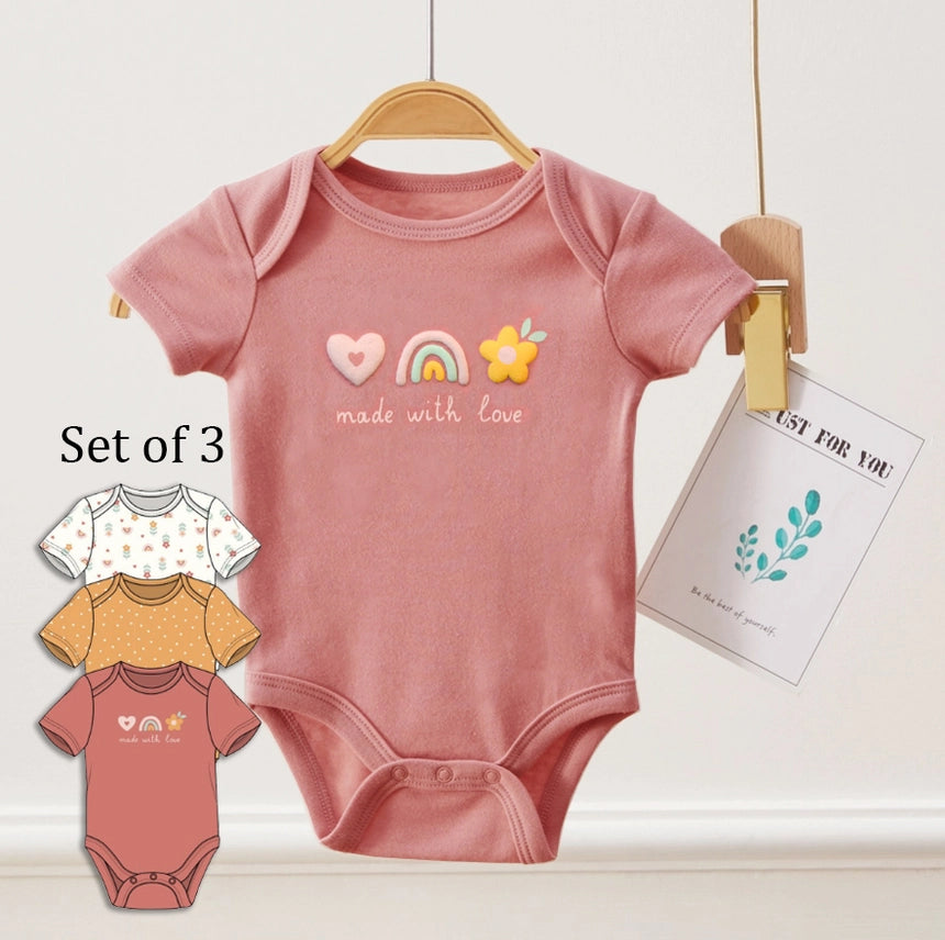 Pack of 3 Made with Love Bodysuits