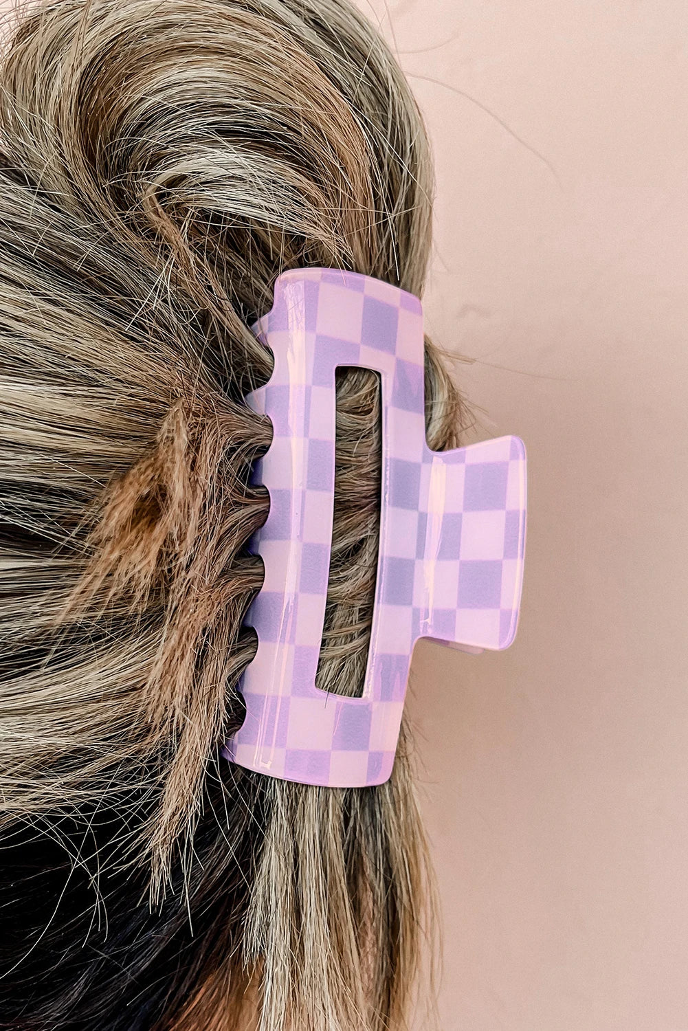 Purple Checkered Hair Clip
