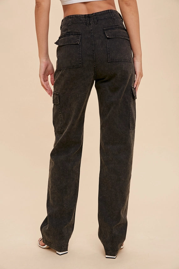 Stone Washed Cargo Denim