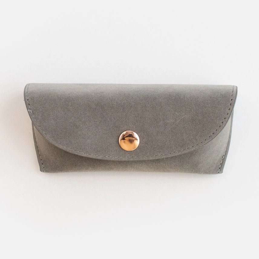 Grey Velvet Glasses Case