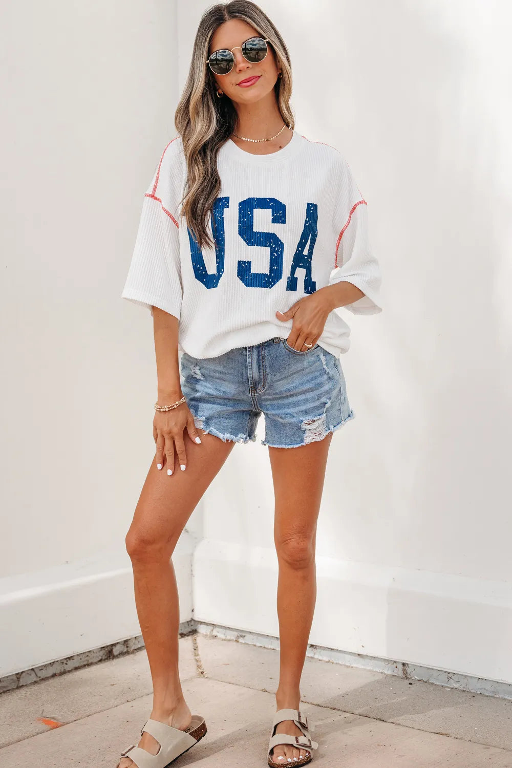USA Loose Ribbed Top