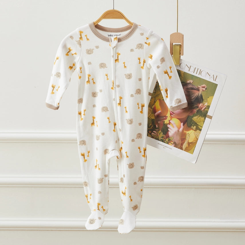 Elephant & Giraffe Zipper Footie Pajamas