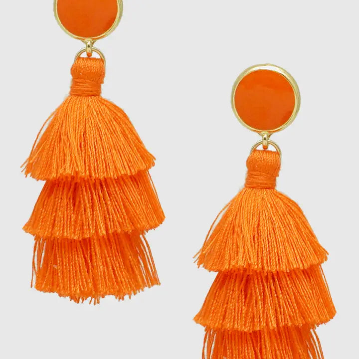 Orange Tassel Earrings