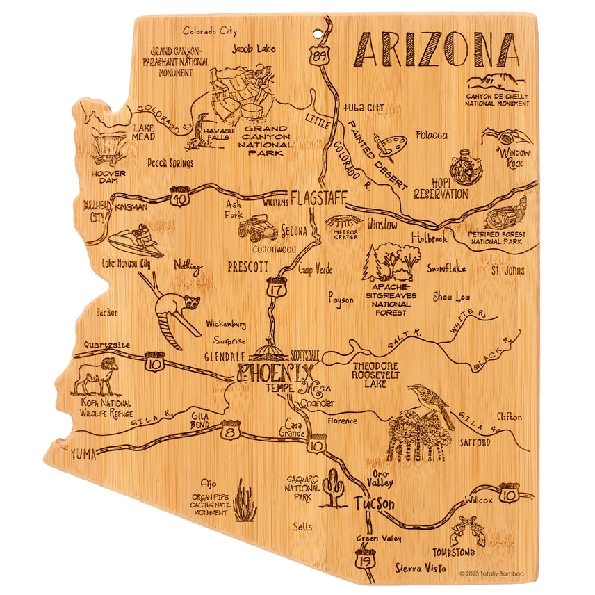 Totally Bamboo Destination Arizona State Shaped Cutting Board
