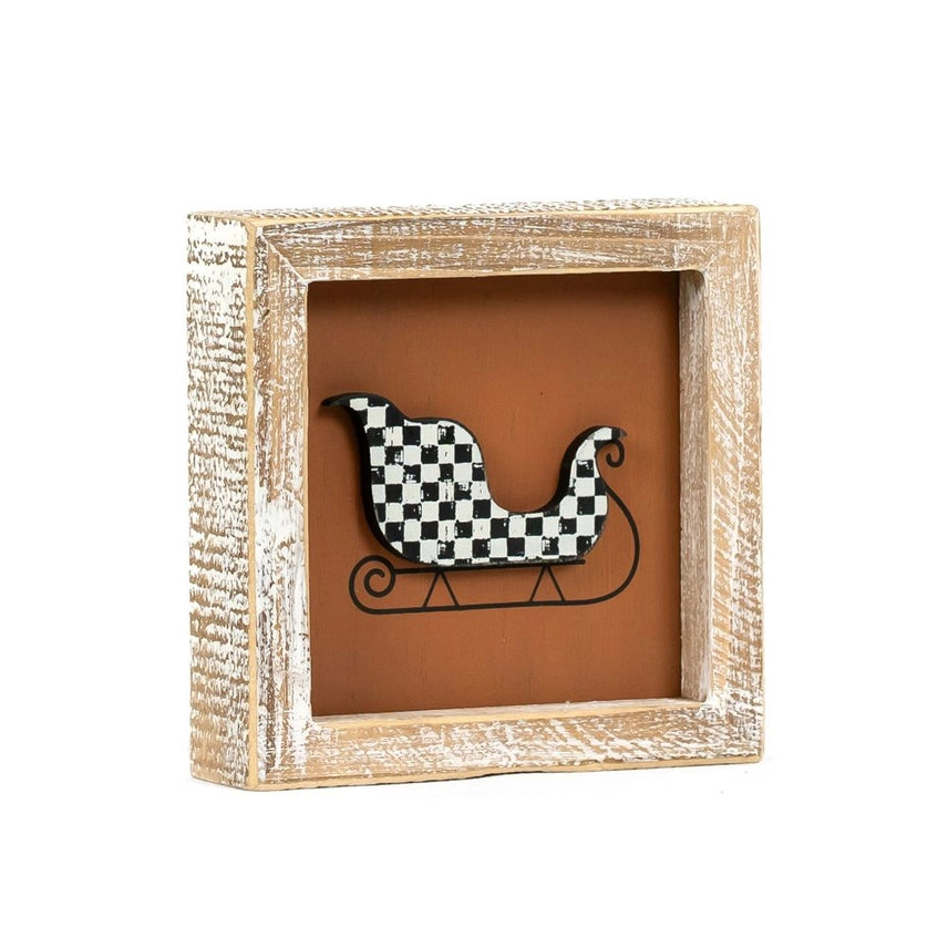 5x5 Checkered Sleigh Wood Sign