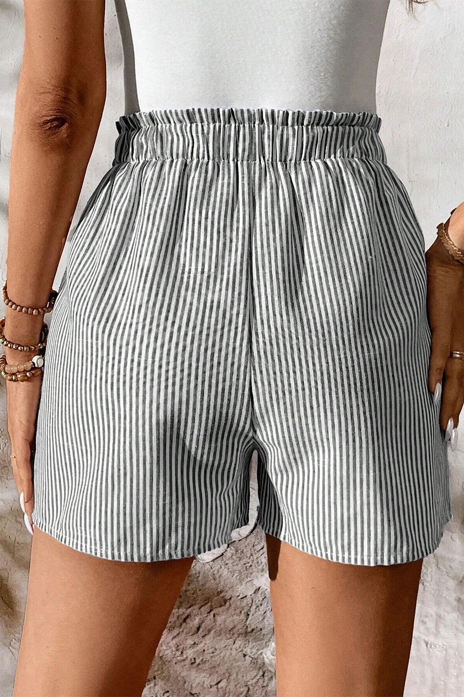 Harbor Stripe Elastic Shorts
