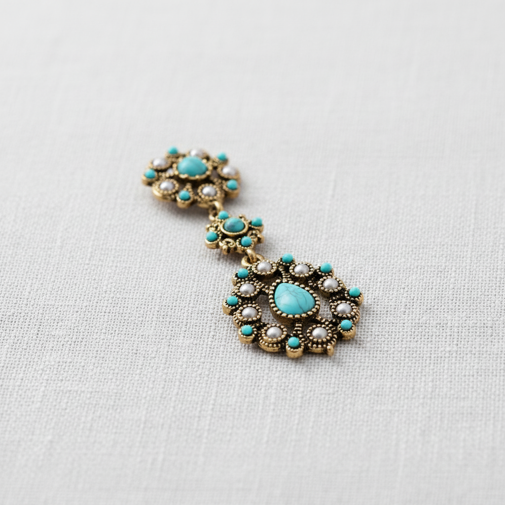 Vintage Turquoise Pearl Drop Earrings