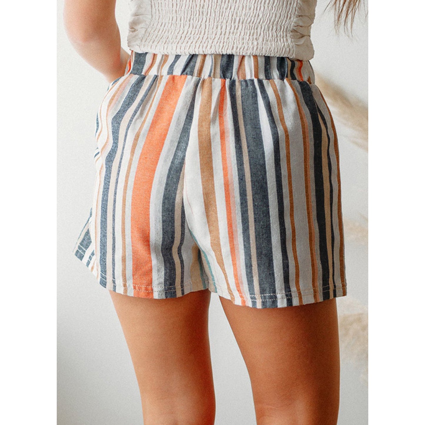 Striped Vintage Wash Casual Shorts