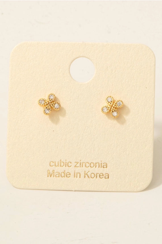 Flower Clover Stud Earrings
