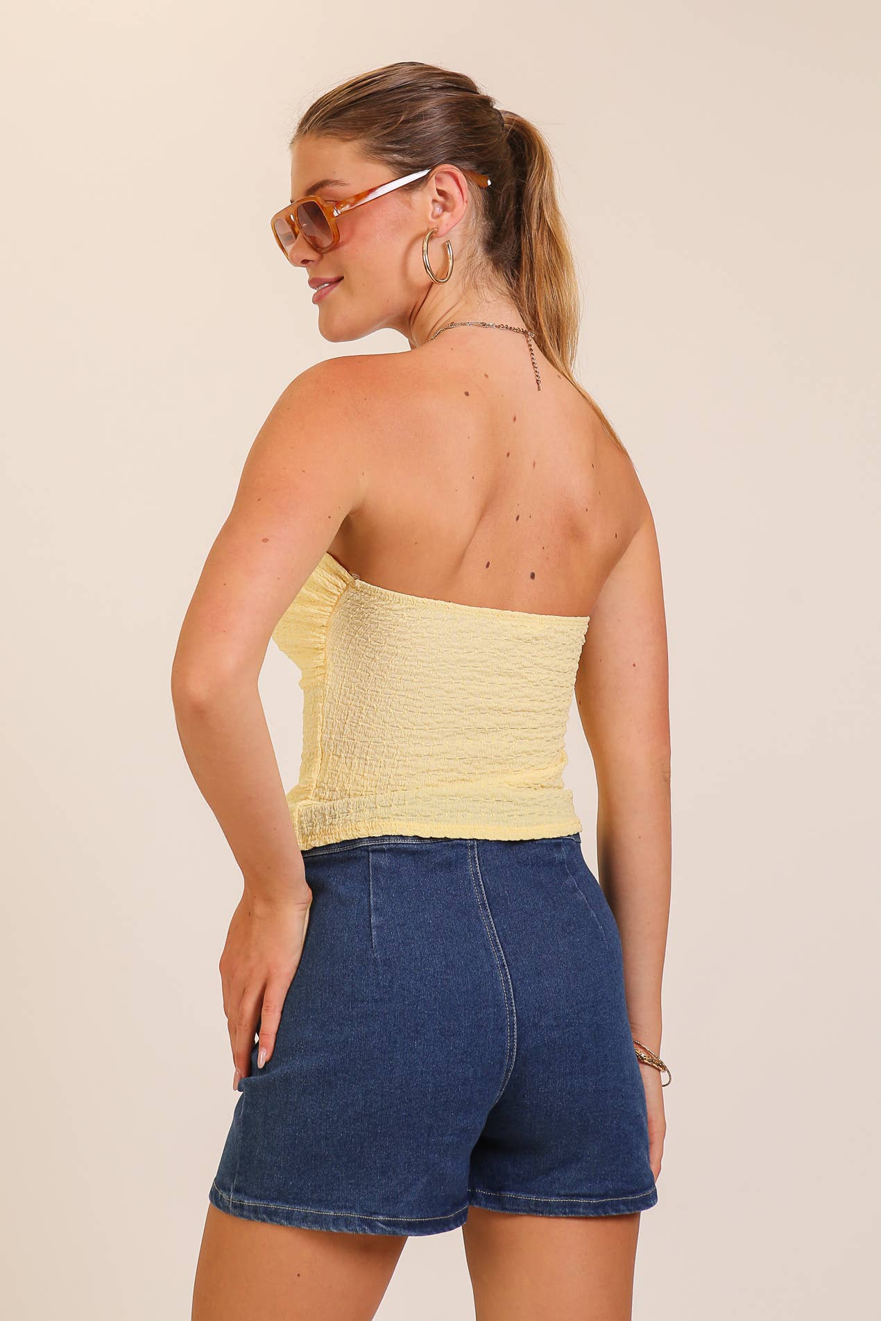 Smocked Twist Bandeau Top