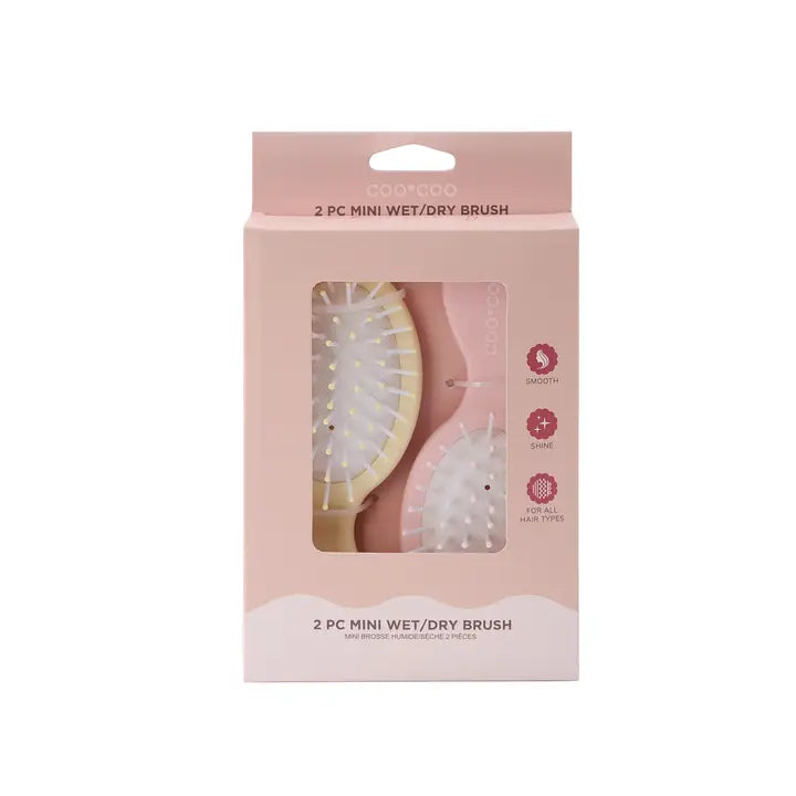 2 Pc Mini Hair Brush - Soft Rosé