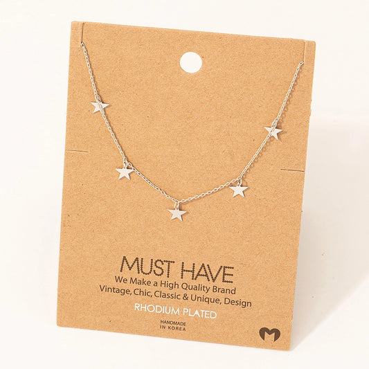 Crystal Stud Drop Necklace