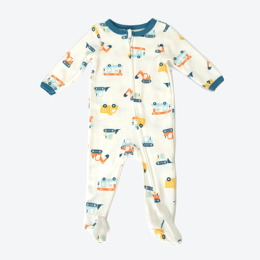 Vehicles Car Zipper Footie Pajamas