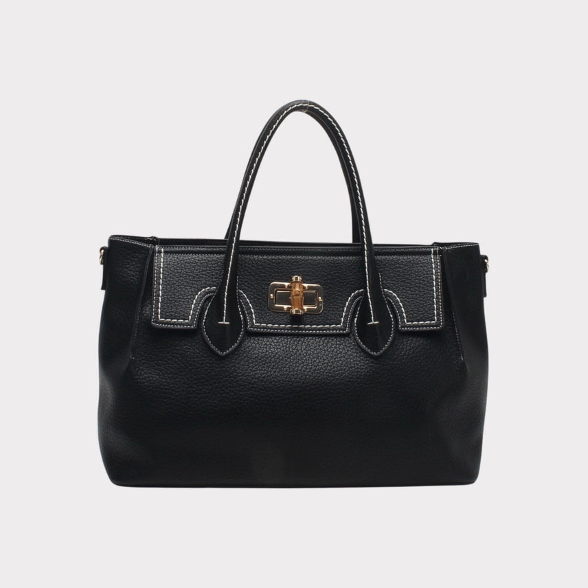 Tote Bag with Decorative Bamboo Clasp Buckle