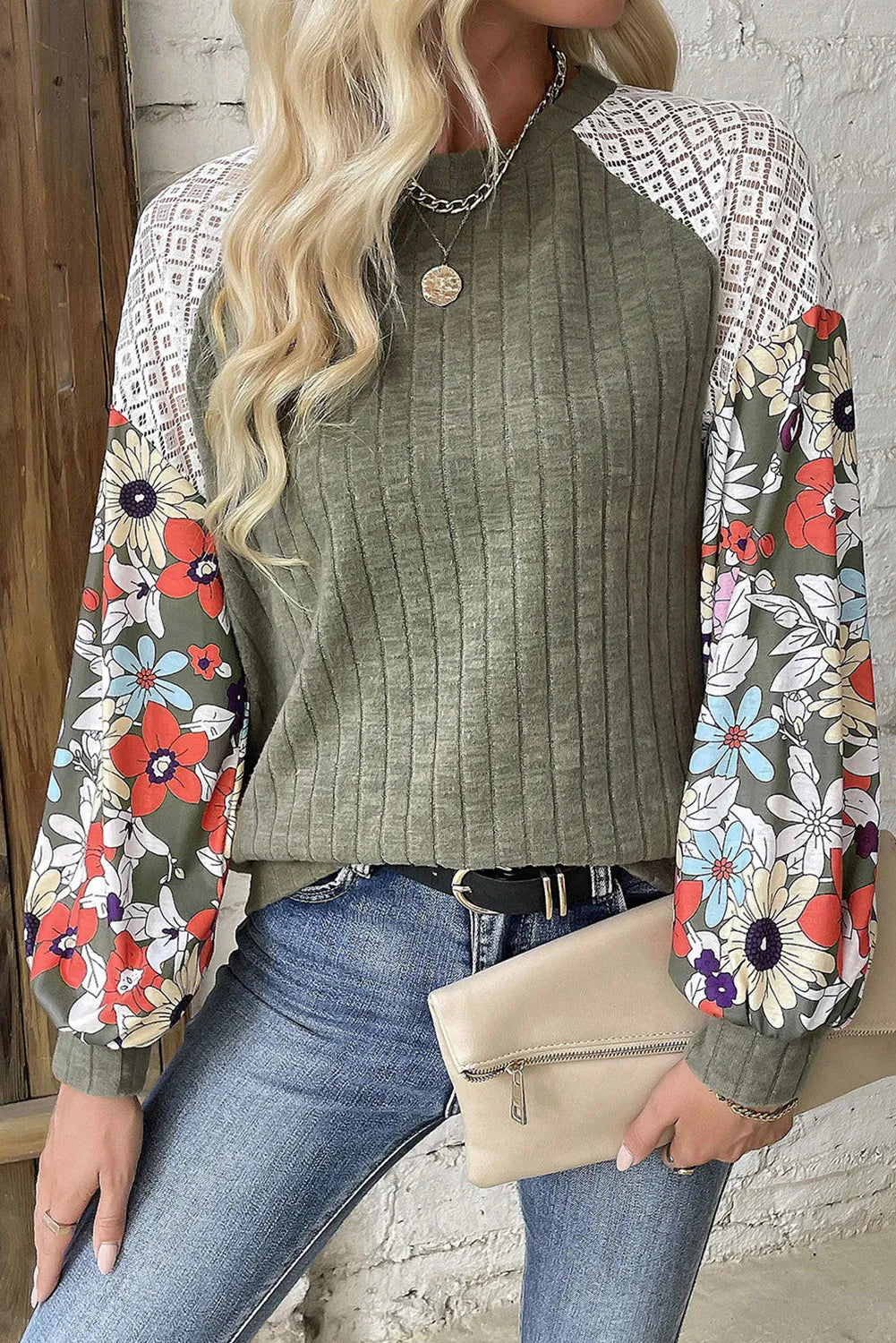 Green Floral Long Sleeve