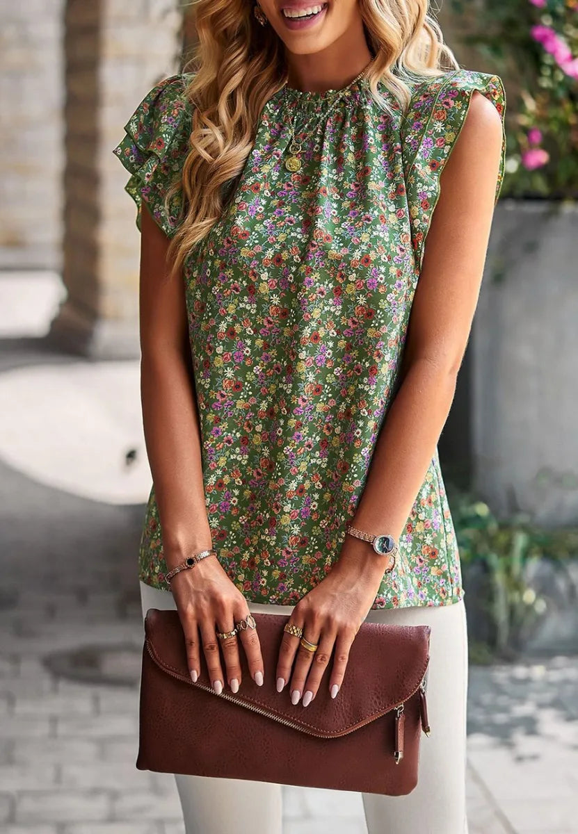 Green Floral Blouse
