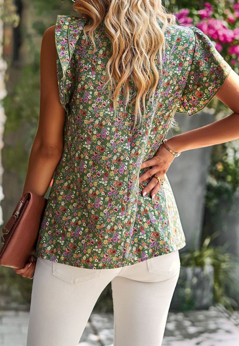 Green Floral Blouse