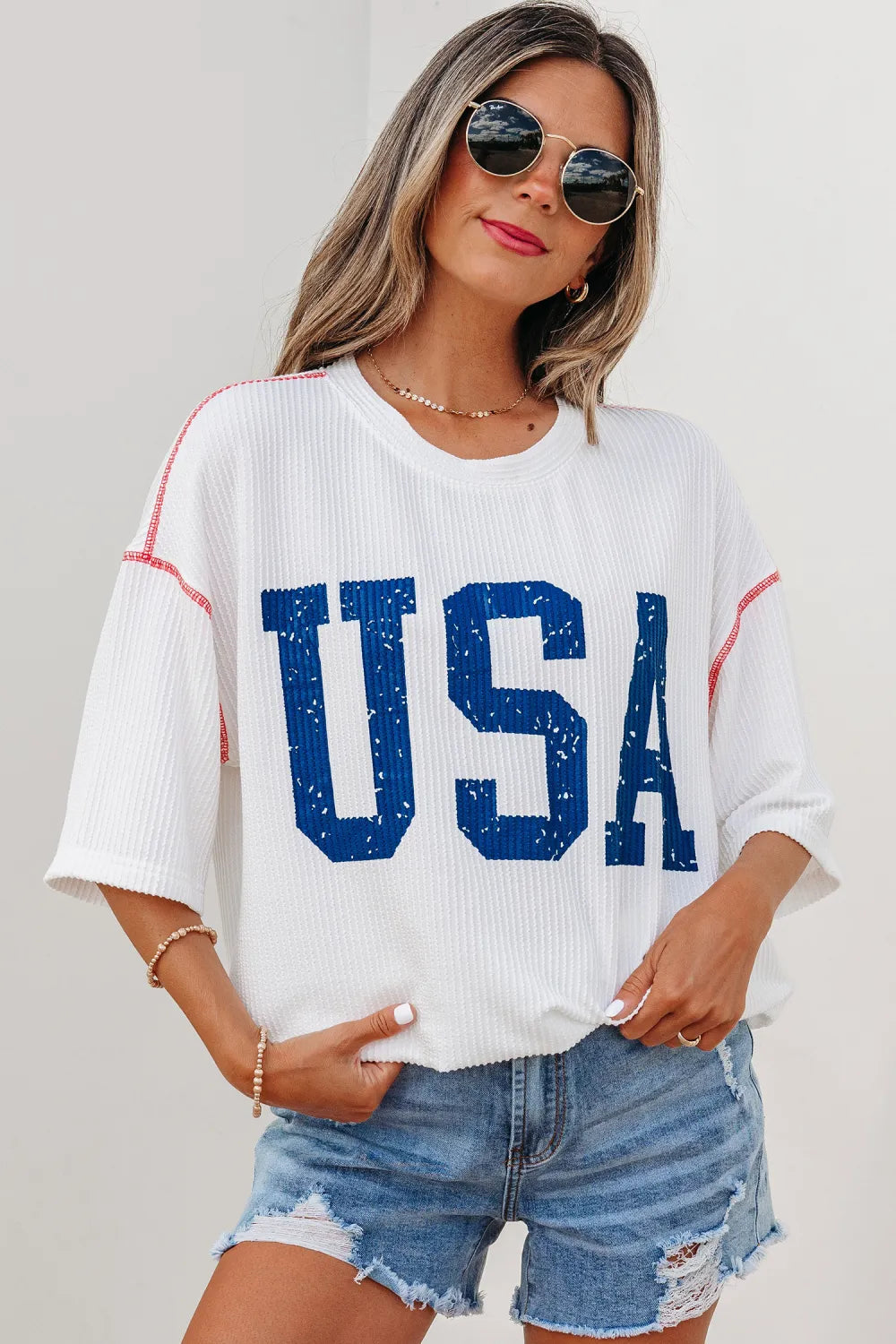 USA Loose Ribbed Top