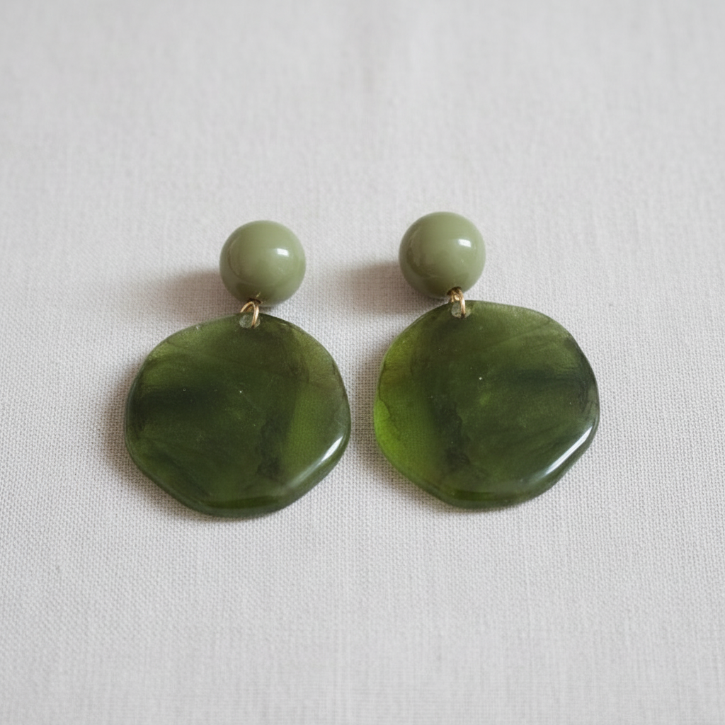 Vintage Resin Irregular Circle Stud Earrings