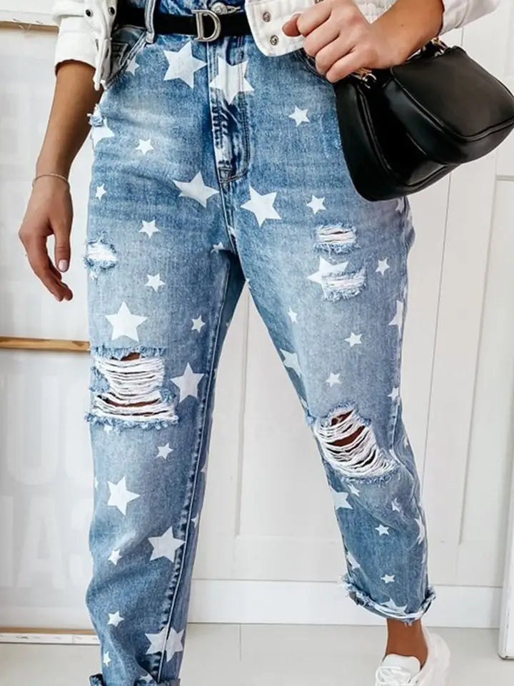 Slimming Star Printed Jeans