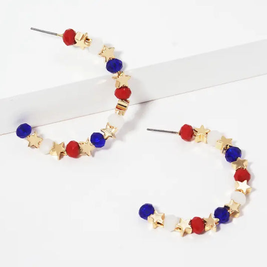 Patriotic Star Hoop Earrings