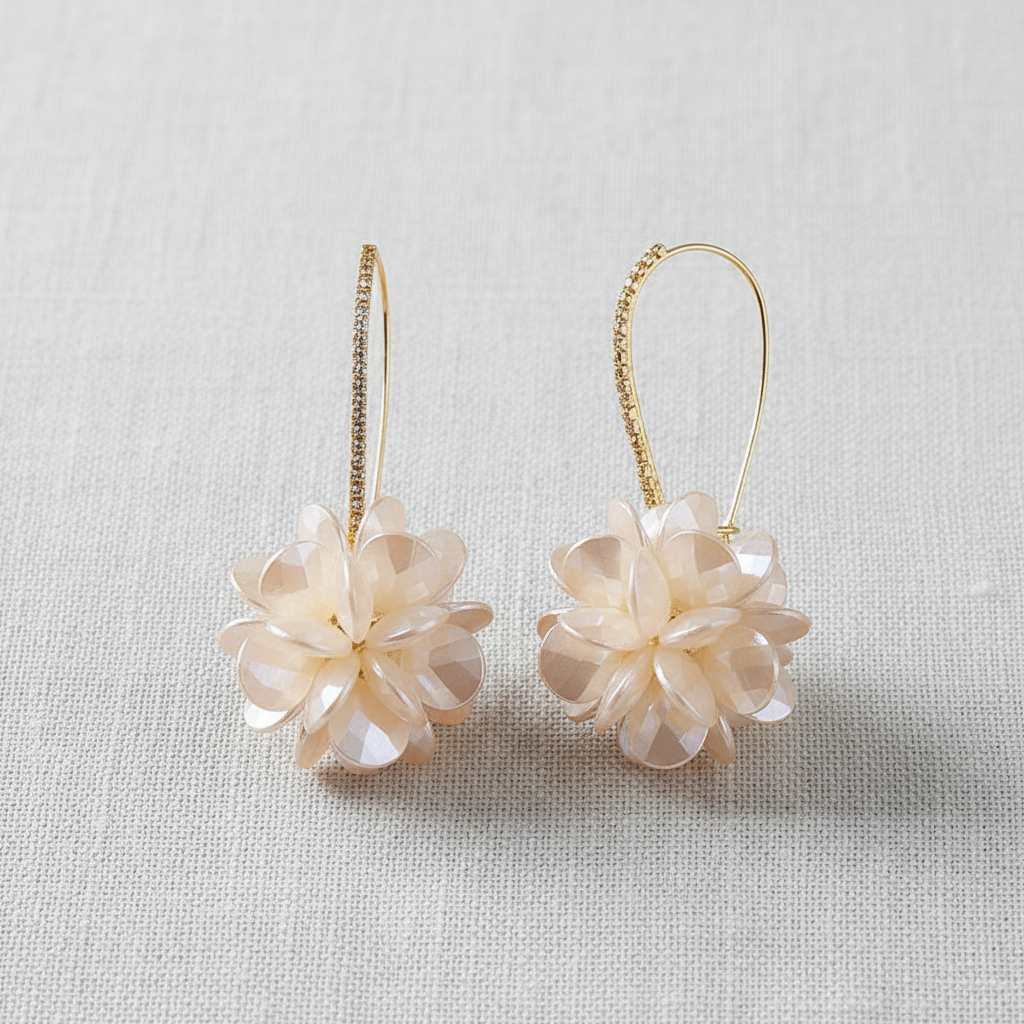 Acrylic Floral Rhinestone Drop Earrings