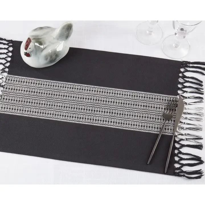 Stripe Placemat - Thin Tassel Edges - Set of 4