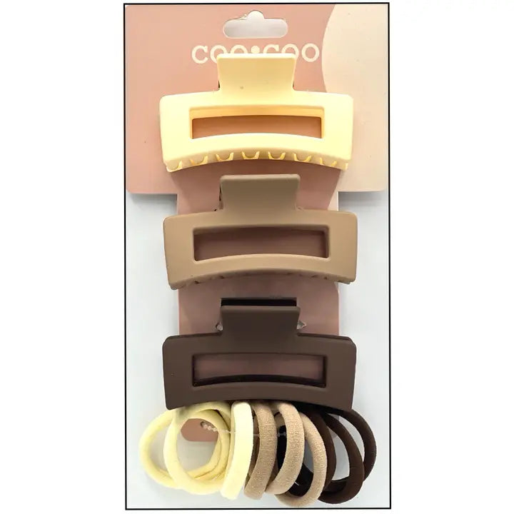 12 Pc Tri-Color Claws & Elastic Pack - Cappuccino