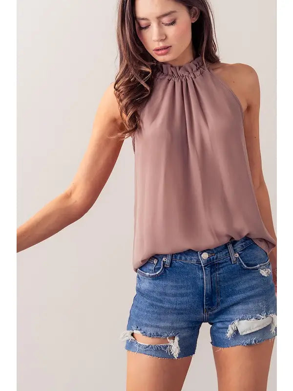 Mock Neck Halter Top