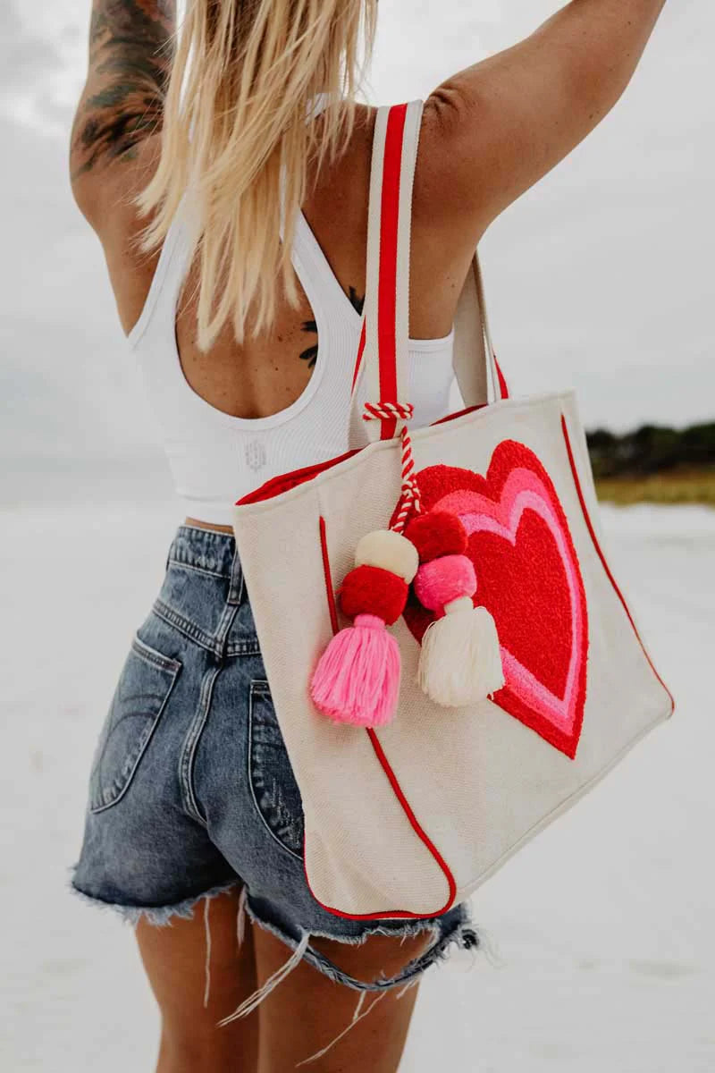 Heart Beach Tote Bag