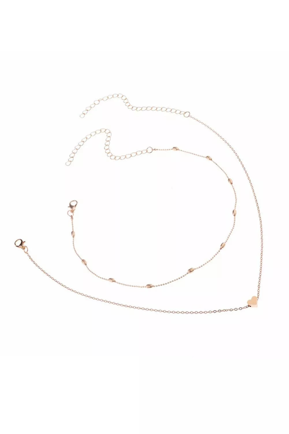 Gold Multi-layered Heart Beaded Chain Necklace