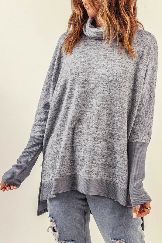 Gray Turtleneck Tunic Top