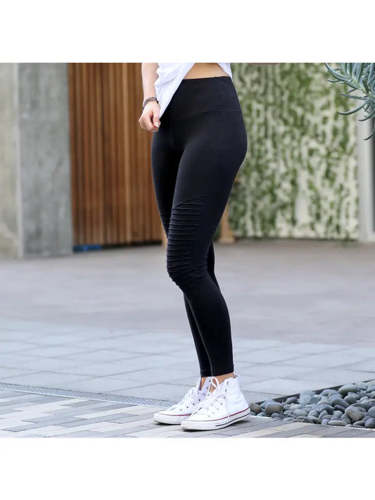 Cotton Tummy Control Moto Leggings