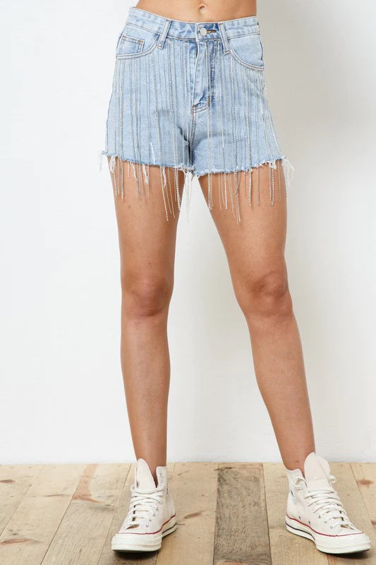Rhinestone Denim Shorts