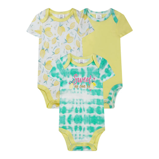 3PK Short Sleeve Bodysuits - Sweet As Can Be