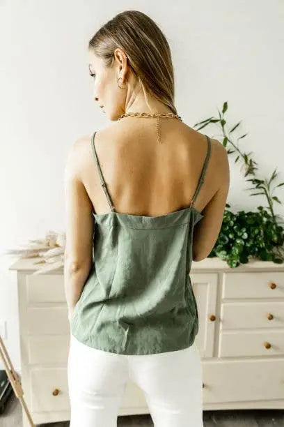 Green Peony Button-Up Tank