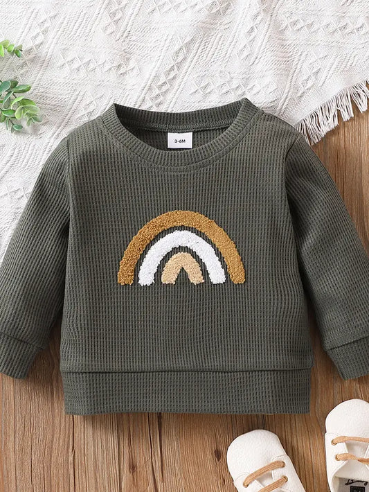 Rainbow Waffle Knit Sweatshirt