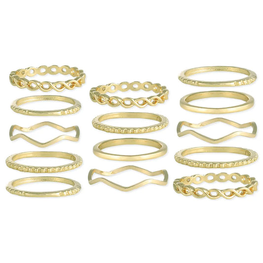 Thin Gold Line Gold Band Ring Set